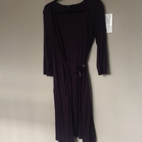 3/4 sleeve knit wrap dress - Picture 2 of 4